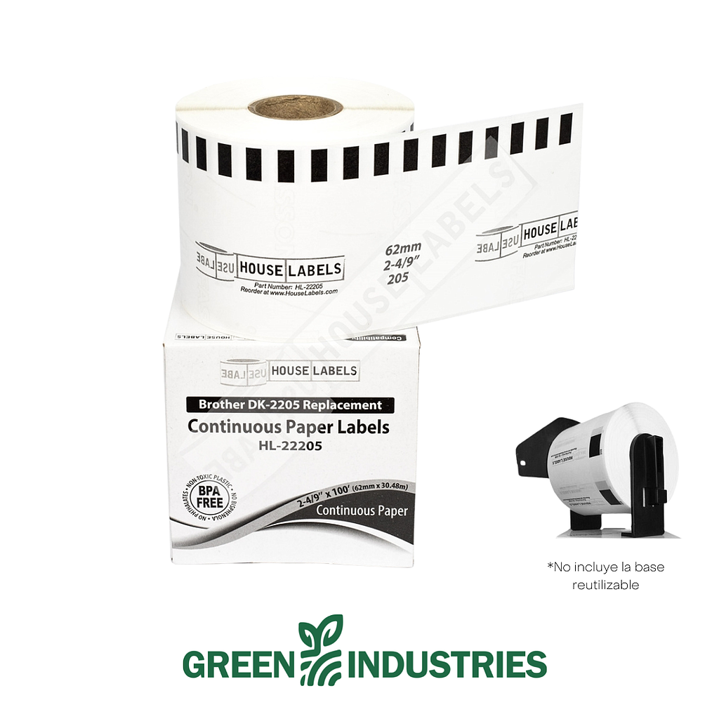Rollo Continuo House Labels DK2205 62 mm x 30,48 m Blanco